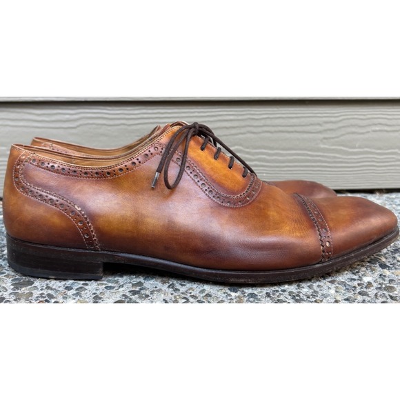 Magnanni Other - Magnanni 19099 Mens Cognac Hand Painted Leather Cap Toe Brogue Oxfords Size 11 M